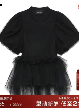 IT Simone Rocha女装泡泡袖T恤新款时尚优雅网纱叠层拼接531053XO