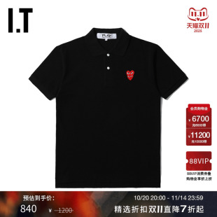 COMME des GARÇONS川久保玲男装 POLO衫 PLAY 短袖 爱心缝饰 CDG