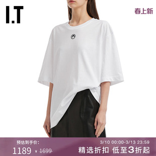 IT MARINE SERRE男装宽松短袖T恤新款简约休闲新月刺绣圆领半袖