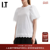 网纱拼接纯色半袖 上衣5397T3XQ 泡泡袖 T恤新款 Simone Rocha女装