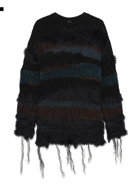 IT JUUN.J女装针织连衣裙新款摩登时髦毛绒拼色拼接毛衣裙951F01X