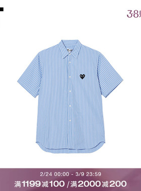 IT CDG PLAY COMME des GARCONS川久保玲男装竖条纹短袖衬衫衬衣