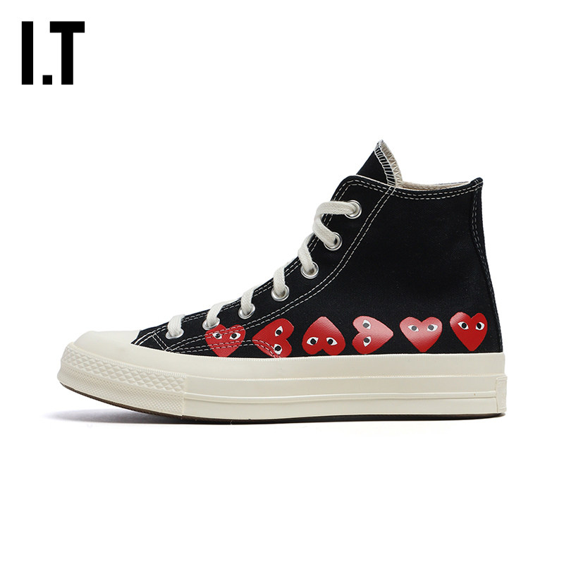 IT CDG PLAY COMME des GARÇONS川久保玲情侣款高帮帆布鞋休闲鞋