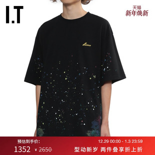 We11Done男装 泼墨印花圆领半袖 宽松短袖 个性 732UBKMP T恤新款