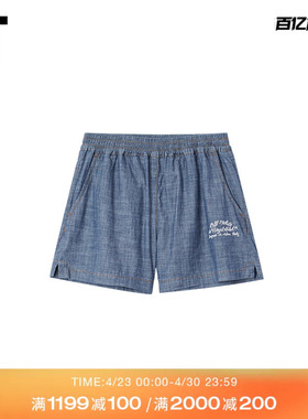 OFF-WHITE™女装新款牛仔短裤休闲活力宽松水洗直筒裤C011X1WQ