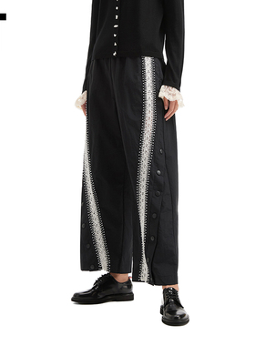 IT SEA女装阔腿裤长裤新款个性时尚钩针编织装饰休闲裤S26010XQ