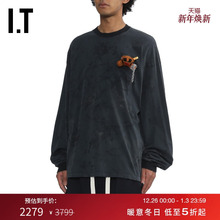 IT doublet男装做旧长袖T恤新款帅气潮趣玩偶装饰圆领上衣CS402MP
