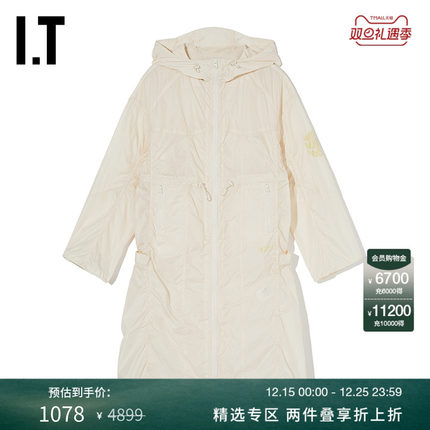 IT SJYP女装连帽长外套新品时尚休闲字母印花拉链薄外套JM110WXI