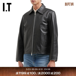 复古有型拉链皮外套6027BLMQ 翻领皮衣皮夹克新款 SUNFLOWER男装