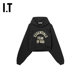 IT ESSENTIALS女装廓形袖连帽卫衣新款logo装饰短款连帽衫7351FW
