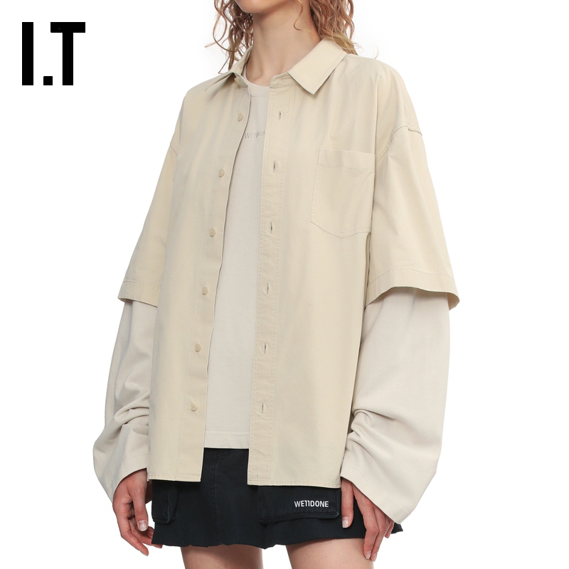 ITWe11Done假两件拼接上衣