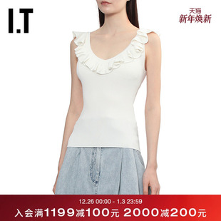 荷叶边拼接针织上衣3869TRXQ 罗纹针织背心新款 ZIMMERMANN女装