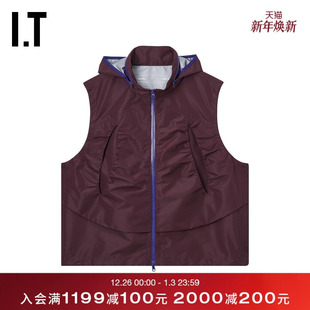 立领拉链马甲新款 H男装 活力户外风宽松连帽外搭25MSMO OFFICE