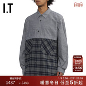 CDG HOMME男装 COMME des GARCONS 格纹条纹拼接衬衫 复古文艺