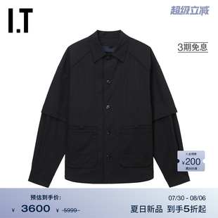 式 寬松襯衫 夾克新款 JUUN.J男裝 街潮型男假兩件疊層外套4P03MO