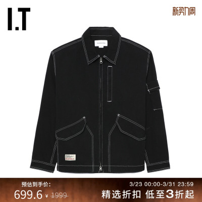 ITTHISISNEVERTHAT男装翻领拉链夹克帅气潮流车线装饰外套WLS03L