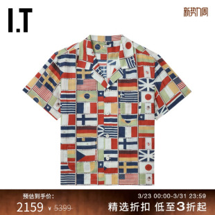 衬衫 翻领短袖 新款 时尚 饰5SH018MO 复古满幅国旗图案装 BODE男装