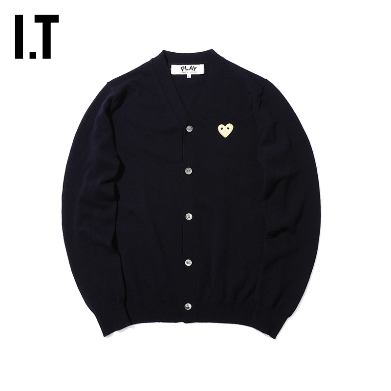 IT川久保玲男针织开衫金色爱心