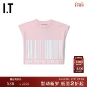 VTMNTS女装 青春甜酷条形码 短款 无袖 T恤新品 印花露脐装 1180PXK