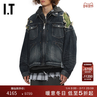 IT Mihara Yasuhiro男假两件叠层夹克新款破坏感绗缝拼接牛仔外套