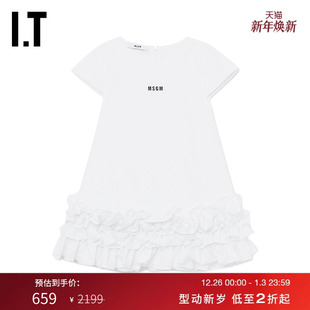 可爱活泼荷叶边裙摆T恤裙GDR110XM 连衣裙新款 MSGM女童短袖