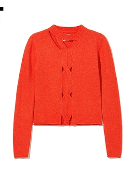 IT Feng Chen Wang女装合身针织衫新款设计感镂空薄毛衣6KT06OXL