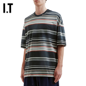 JUUN.J男装 宽松条纹短袖 T恤新款 清爽休闲廓形落肩半袖 442P03MQ