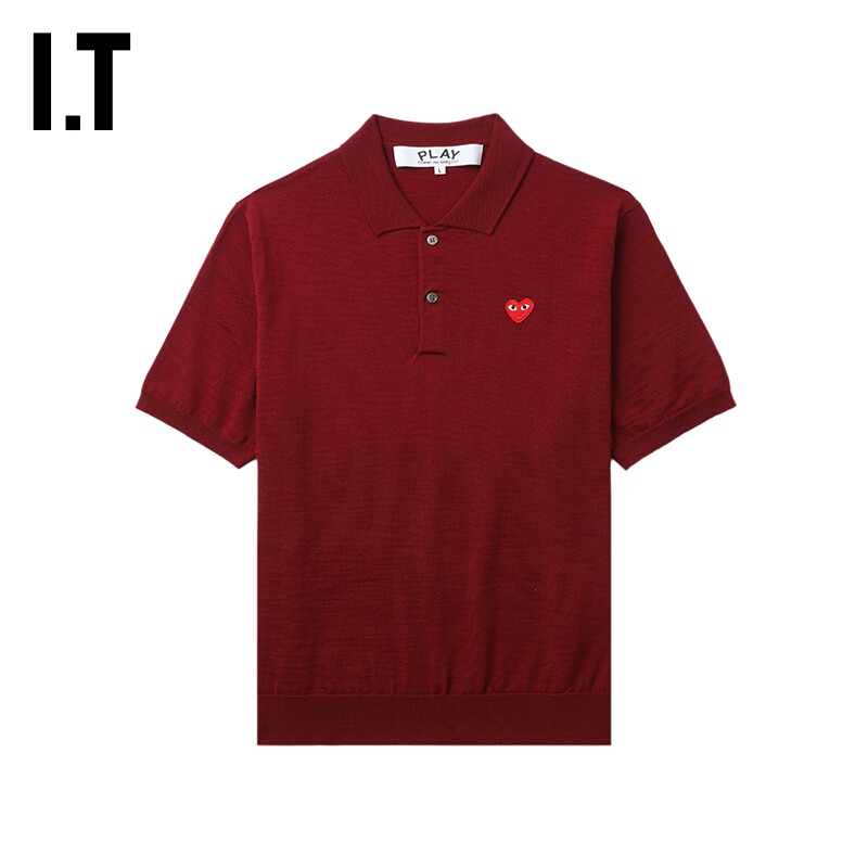 IT CDG PLAY COMME des GARCONS川久保玲情侣短袖羊毛针织polo衫