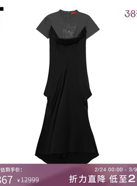 IT Commission女装假两件连衣裙新款欧美时尚叠层拖地长裙23D48XL