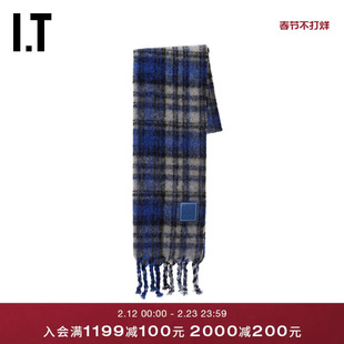 IT ADER error女款格纹毛呢围巾新款复古质感流苏围脖01FW25XP