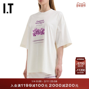 IT VETEMENTS女装中长款落肩T恤新款时尚个性廓形半袖TR263VXQ