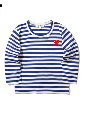 IT CDG PLAY COMME des GARÇONS川久保玲童装条纹长袖T恤爱心缝