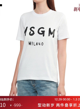 IT MSGM女装圆领短袖T恤新款轻松休闲logo装饰合身上衣M51F25AP