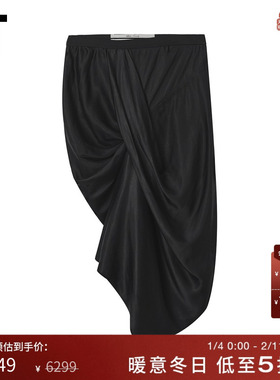 IT Rick Owens女装不规则半身裙新款酷感时髦褶饰及膝裙0347CHAP