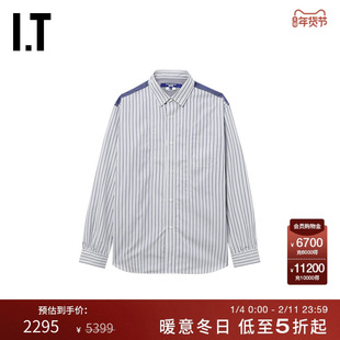 IT JUNYA WATANABE男装长袖衬衫新款时尚型男条纹拼接衬衣PB015MP