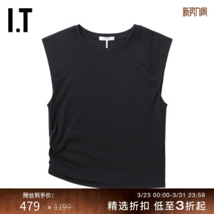 rag 简约休闲无袖 不对称缩褶背心新款 上衣25PT00XP bone女装