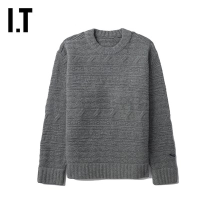 IT ADER error女装圆领针织衫新款复古文艺风立体编织毛衣305GRXL