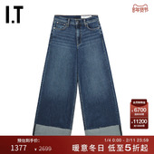 2625XP bone女装 rag 新款 阔腿裤 宽松长裤 卷边牛仔裤 随性时尚