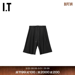 SILLAGE男装 简约随性宽松细褶裥休闲裤 阔腿裤 新款 PSPLCHMQ 短裤