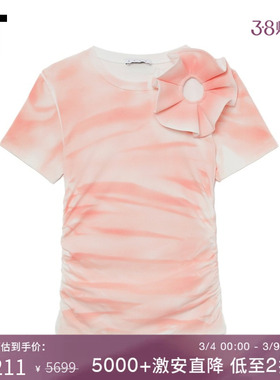 IT Area Nyc女装镂空短袖T恤新款时髦个性花朵缀饰上衣TS0005XM