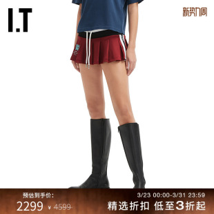 新款 WHITE™女装 拼色褶裥半身裙迷你裙 OFF