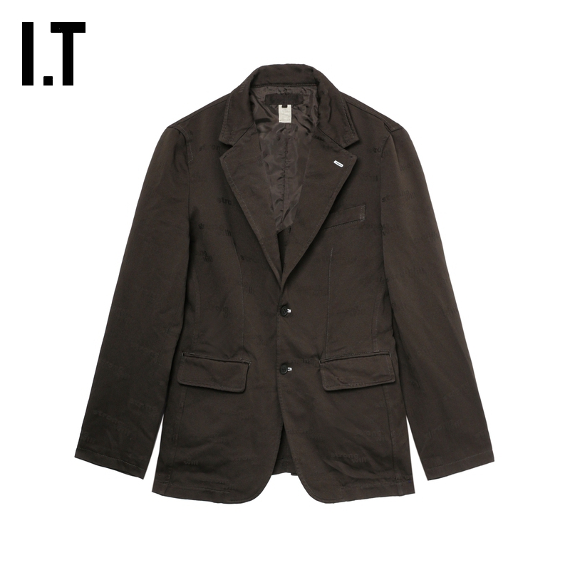 IT合身翻领西装夹克复古气质