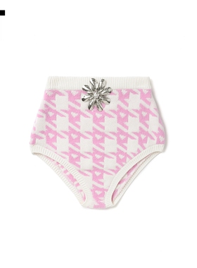 IT Area Nyc女装千鸟格针织短裤新款时髦辣妹风合身高腰裤02186XK