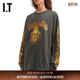 We11Done女装 复古街潮做旧涂鸦装 中长款 T恤新款 饰宽松上衣 长袖