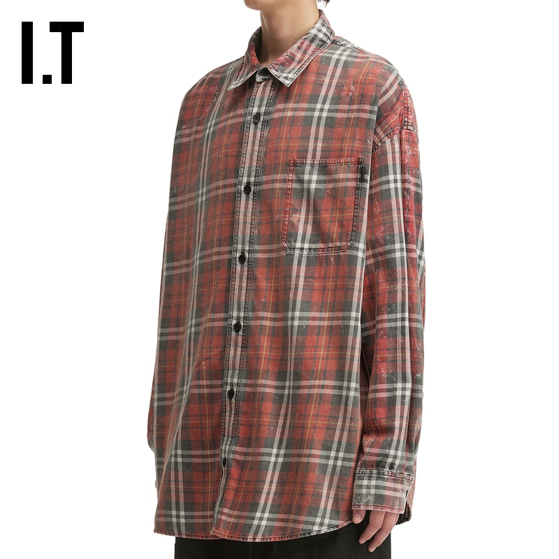 ITJUUN.J宽松格纹衬衫