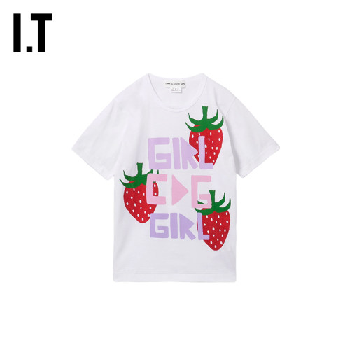 IT CDG COMME des GARCONS GIRL女装草莓logo图案装饰短袖T恤新款