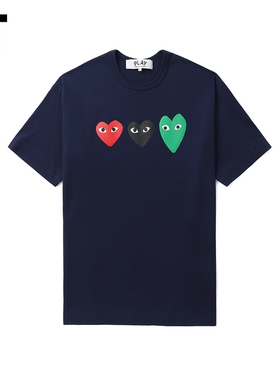 IT CDG PLAY COMME des GARCONS川久保玲情侣彩色爱心logo短袖T恤