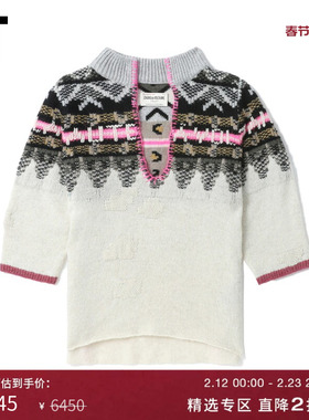 IT ZADIG & VOLTAIRE女装中袖针织衫时尚度假风合身毛衣KWSW11XI
