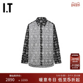 des CDG BLACK情侣满幅图案装 COMME HOMME 衬衫 GARCONS 饰长袖