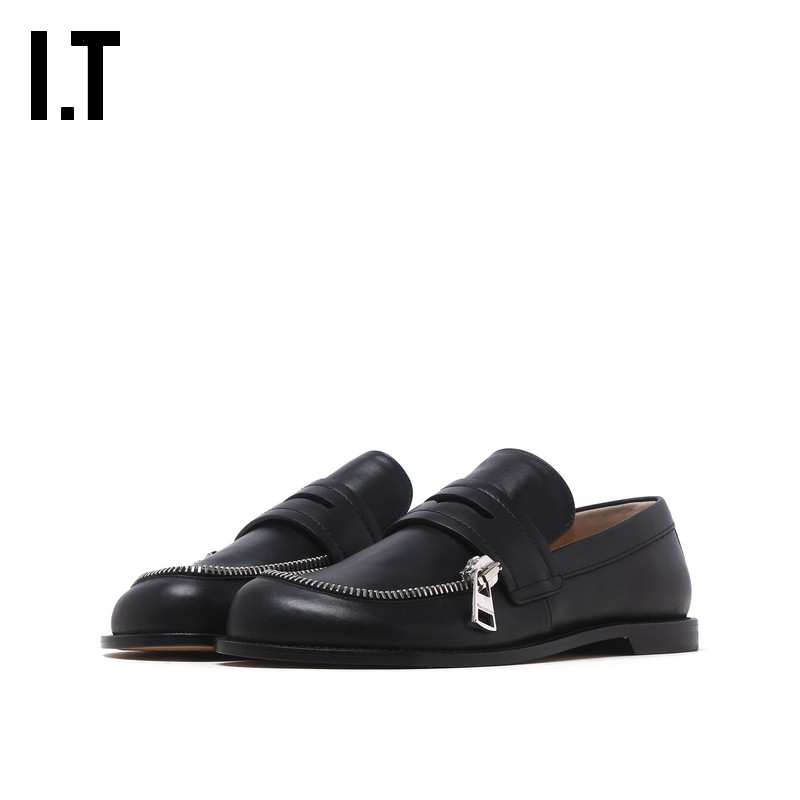 IT JW Anderson男款乐福鞋皮鞋新款时尚通勤拉链装饰一脚蹬休闲鞋
